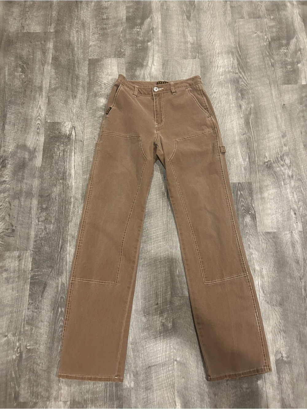 Brown Carpenter Style Straight-Leg Pants